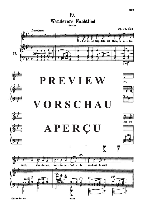 Wanderers Nachtlied D.768  Uuml ber allen Gipfeln ist Ruh (Gesang hoch + Klavier) (Klavier  Gesang hoch) von Franz Schubert