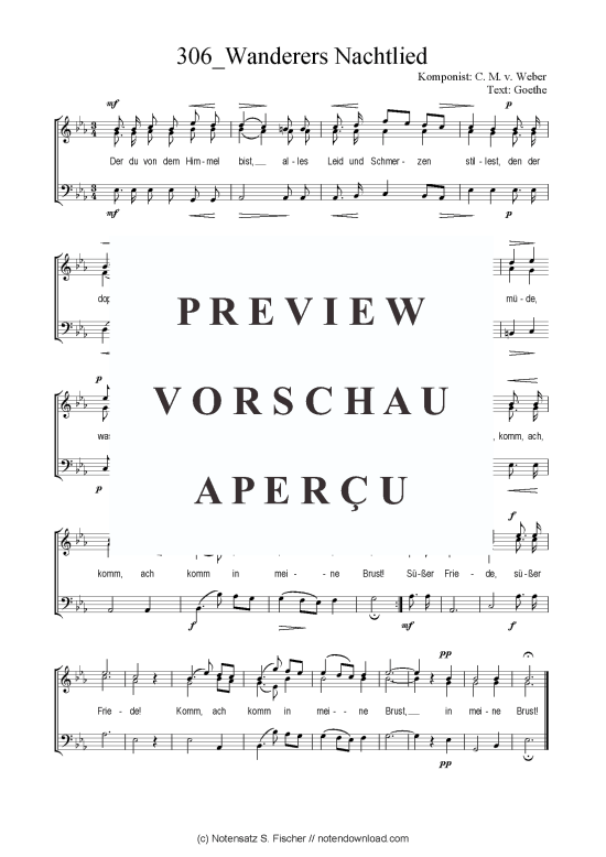 Wanderers Nachtlied (Gemischter Chor SAB) (Gemischter Chor (SAB)) von C. M. v. Weber  Goethe