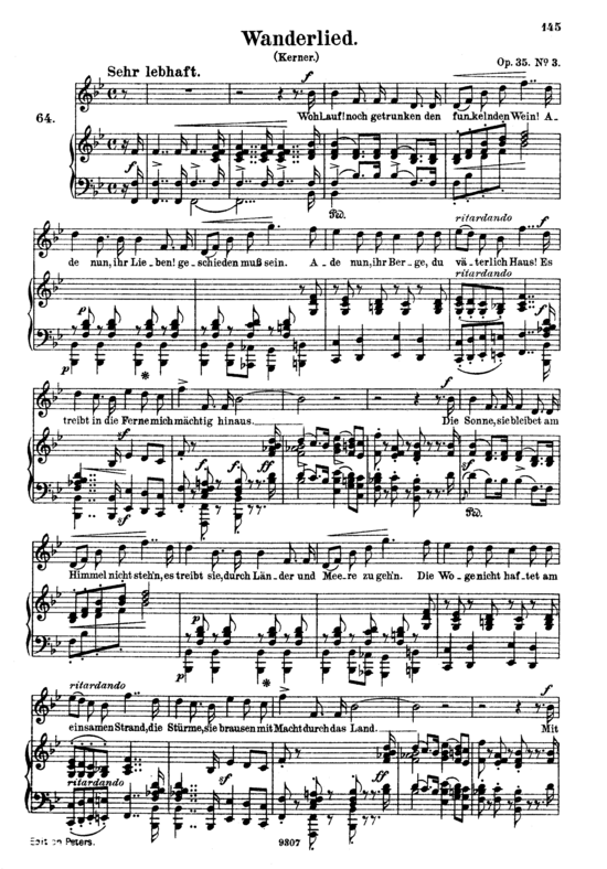 Wanderlied Op.35 No.3 (Gesang hoch + Klavier) (Klavier  Gesang hoch) von Robert Schumann