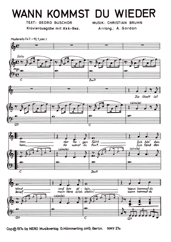 Wann kommst Du wieder (Klavier + Gesang) (Klavier Gesang  Gitarre) von Mireille Mathieu