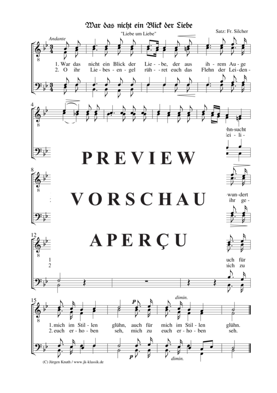 War das nicht ein Blick der Liebe (Liebe um Liebe) (M nnerchor) (M nnerchor) von unbekannt  Satz Fr. Silcher