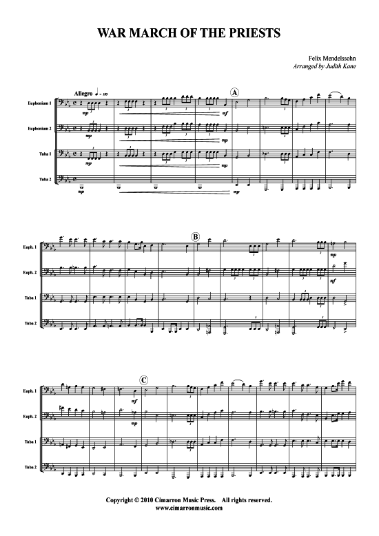 War of the March Priests (Tuba Quartett 2x Bariton 2xTuba) (Quartett (Tuba)) von Felix Mendelssohn Bartholdy