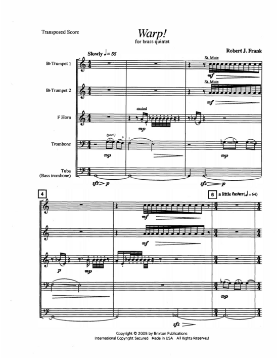 Warp (Blechbl serquintett) (Quintett (Blech Brass)) von Robert Frank