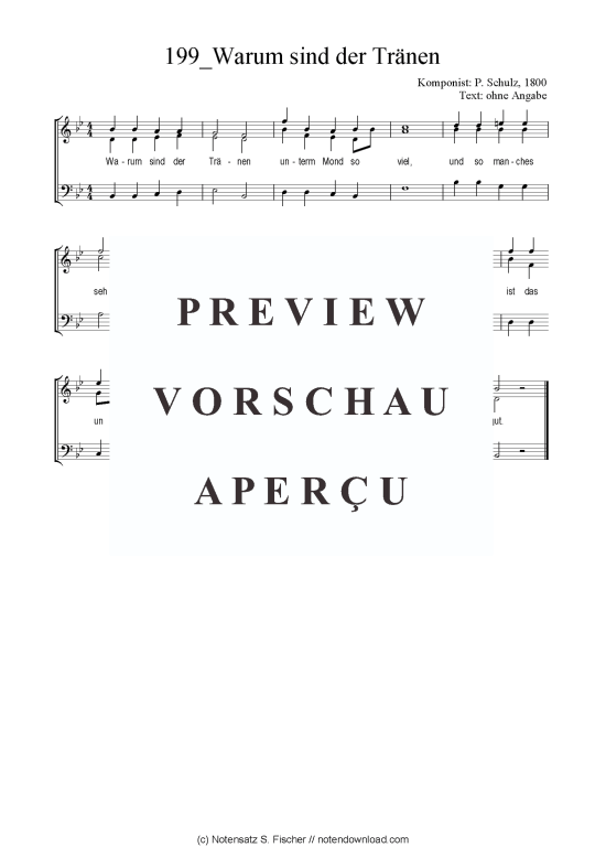 Warum sind der Tr nen (Gemischter Chor SAB) (Gemischter Chor (SAB)) von P. Schulz 1800
