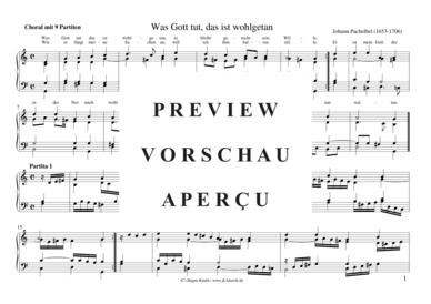 Was Gott tut das ist wohlgetan (Choral mit 9 Partiten) (Orgel Solo) (Orgel Solo) von Johann Pachelbel