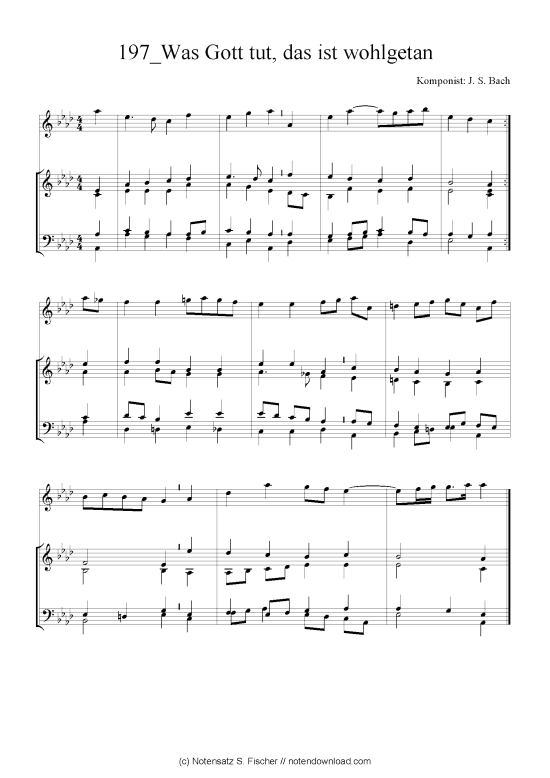 Was Gott tut das ist wohlgetan (Quartett in C) (Quartett (4 St.)) von J. S. Bach