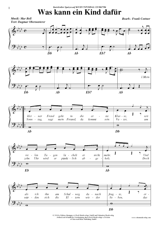 Was kann ein Kind daf r (Klavier Gesang  Gitarre) von Kastelruther Spatzen