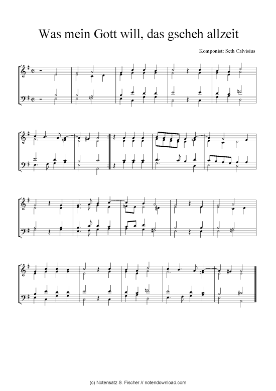 Was mein Gott will das gscheh allzeit (Quartett in C) (Quartett (4 St.)) von Seth Calvisius