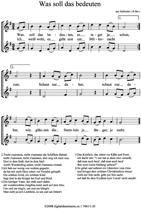 Was soll das bedeuten (2x Trompete in B) (Duett (Trompete)) von Weihnachtslied (sehr einfach)