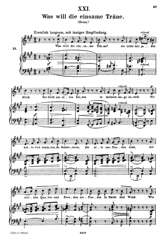 Was will die einsame Tr auml ne Op.25 No.21 (Gesang hoch + Klavier) (Klavier  Gesang hoch) von Robert Schumann