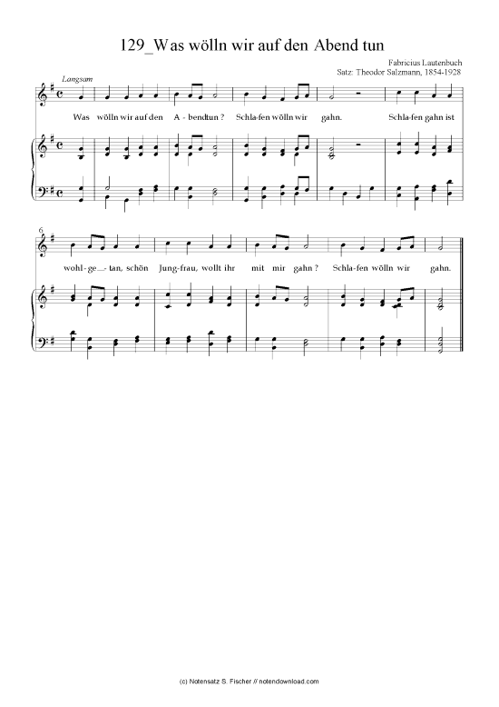 Was w lln wir auf den Abend tun (Klavier + Gesang) (Klavier  Gesang) von Fabricius Lautenbuch 