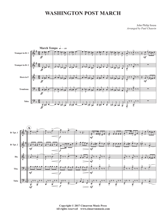 Washington Post March (Blechbl auml serquintett) (Quintett (Blech Brass)) von John Philip Sousa