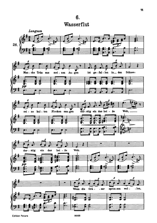 Wasserflut D.911-6 (Winterreise) (Gesang hoch + Klavier) (Klavier  Gesang hoch) von Franz Schubert