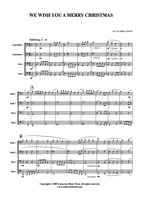 We Wish You A Merry Christmas (Tuba Quartett 2x Bariton 2xTuba) (Quartett (Tuba)) von Weihnachten