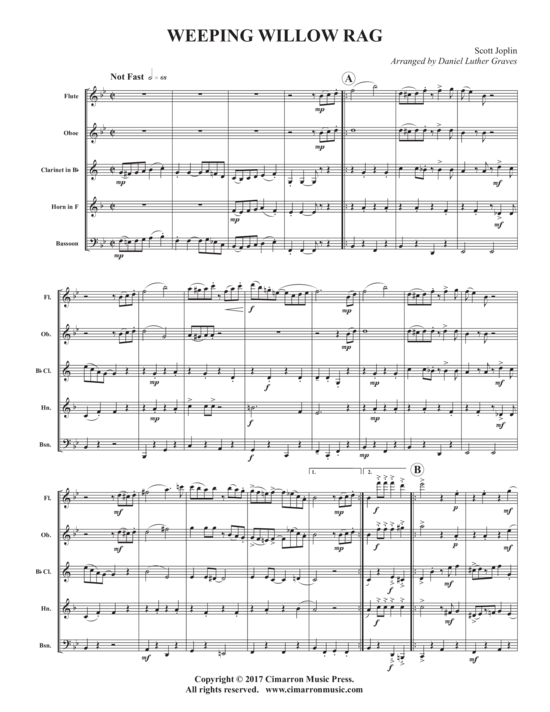 Weeping Willow Rag (Holzbl auml serquintett) (Quintett (Holzbl ser)) von Scott Joplin