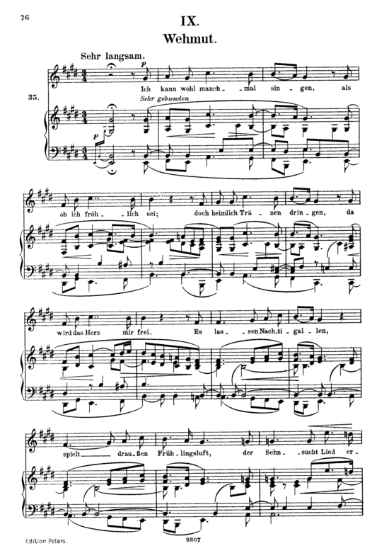 Wehmut Op.39 No.9 (Gesang hoch + Klavier) (Klavier  Gesang hoch) von Robert Schumann