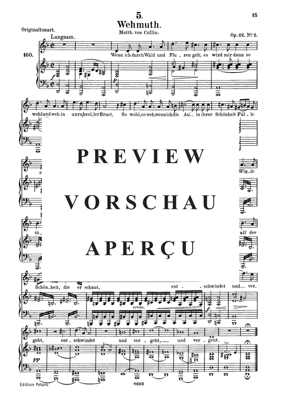 Wehmuth D.762 (Gesang mittel + Klavier) (Klavier  Gesang mittel) von Franz Schubert