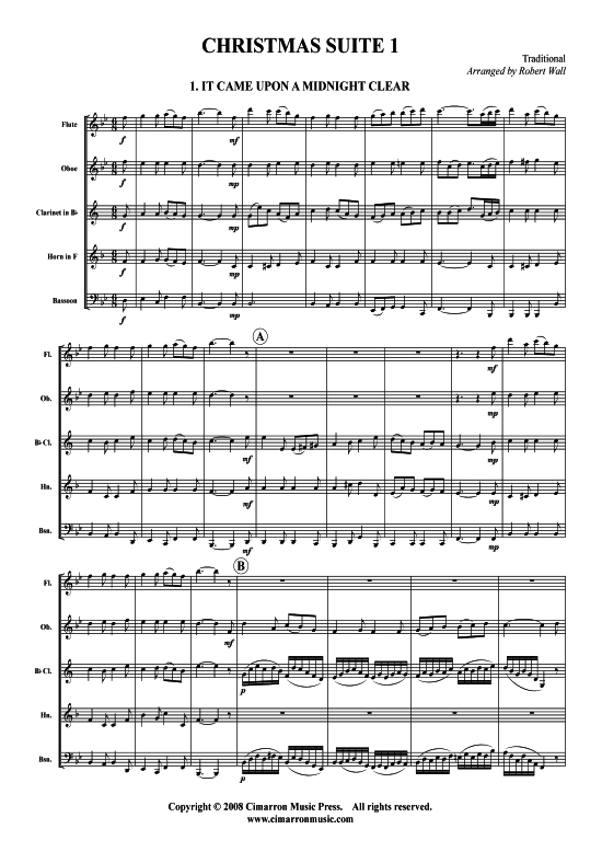 Weihnachts-Suite 1 (Holzbl auml ser-Quintett) (Quintett (Holzbl ser)) von Weihnachten (arr. Robert Wall)