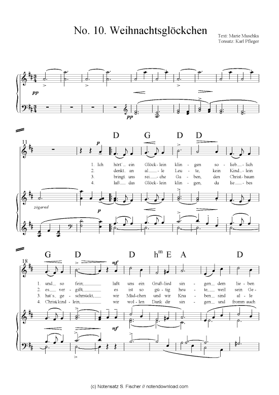 Weihnachtsgl ckchen (Klavier + Gesang) (Klavier Gesang  Gitarre) von arr. Karl Pfleger