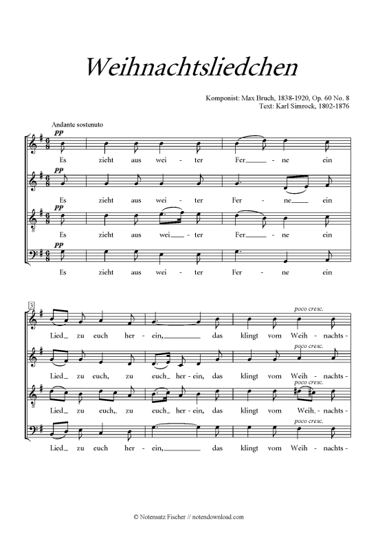 Weihnachtsliedchen (Gemischter Chor) (Gemischter Chor) von Max Bruch (op. 60 Nr. 8)