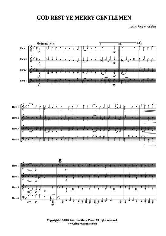 Weihnachtsvergn uuml gen Teil 5 (Hornquartett) (Quartett (Horn)) von 6 Weihnachtslieder