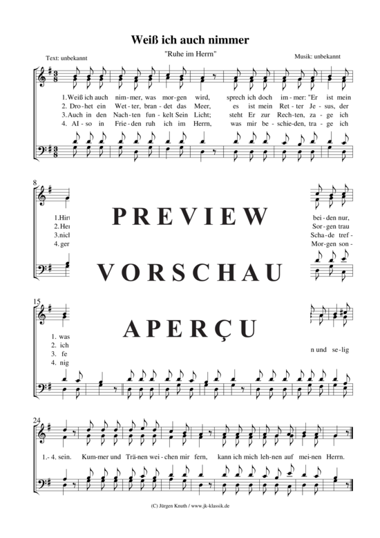 Wei ich auch nimmer (Gemischter Chor) (Gemischter Chor) von unbekannt