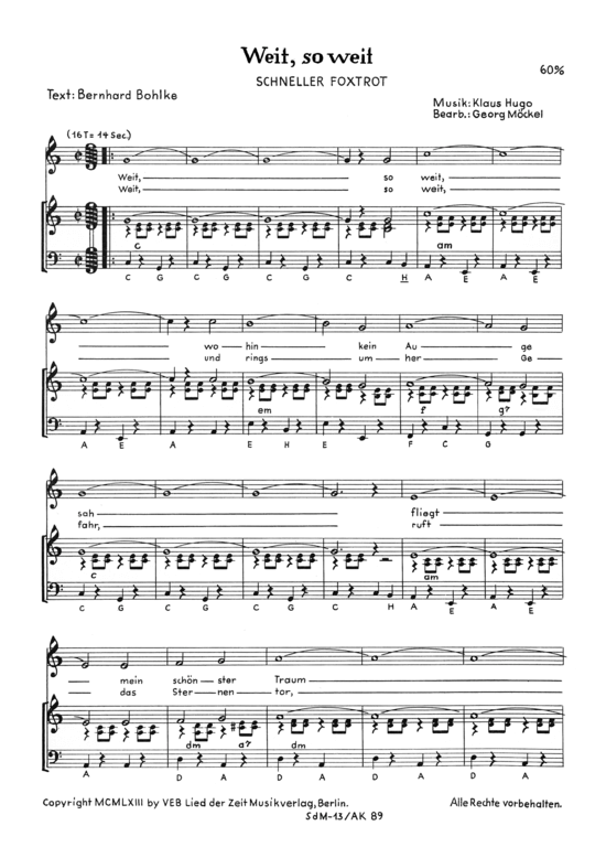 Weit so weit (Klavier + Gesang) (Klavier Gesang  Gitarre) von 1963