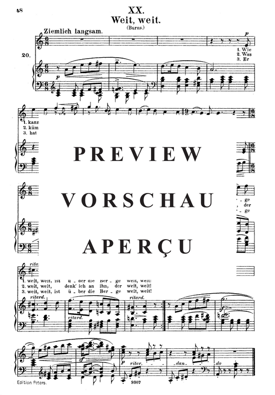 Weit weit Op.25 No.20 (Gesang hoch + Klavier) (Klavier  Gesang hoch) von Robert Schumann