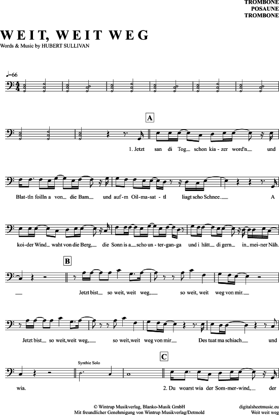 Weit Weit Weg (Posaune  Bariton) (Posaune) von Hubert Von Goisern