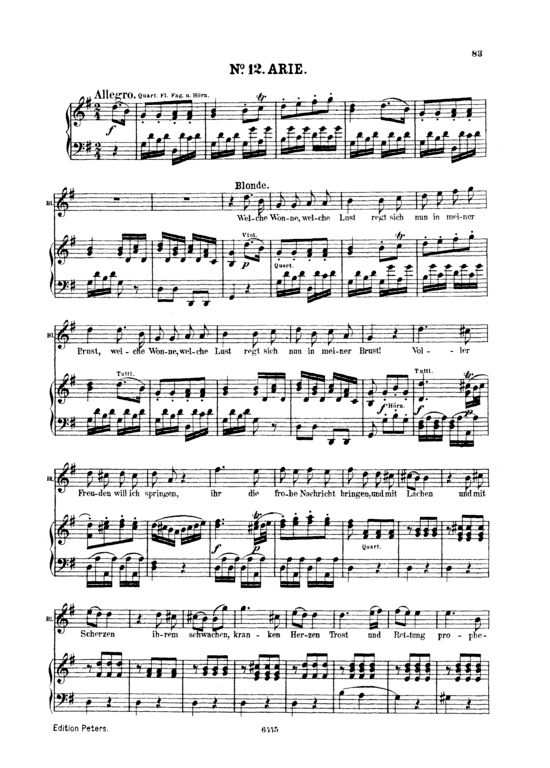Welche Wonne welche Lust (Klavier + Sopran Solo) (Klavier  Sopran) von W. A. Mozart (K.384)