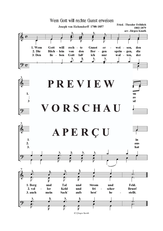 Wem Gott will rechte Gunst erweisen (Gemischter Chor) (Gemischter Chor) von Fried. -Theodor Fr hlich 1803-1879
