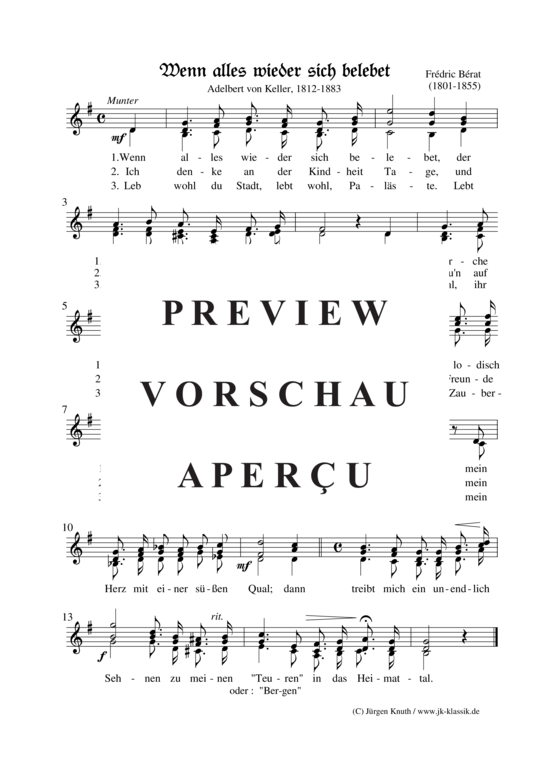 Wenn alles wieder sich belebet (Frauenchor SAA) (Frauenchor) von Fr dric B rat (1801-1855)