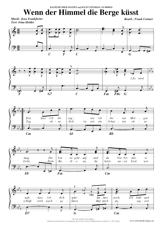 Wenn der Himmel die Berge k sst (Klavier Gesang  Gitarre) von Kastelruther Spatzen