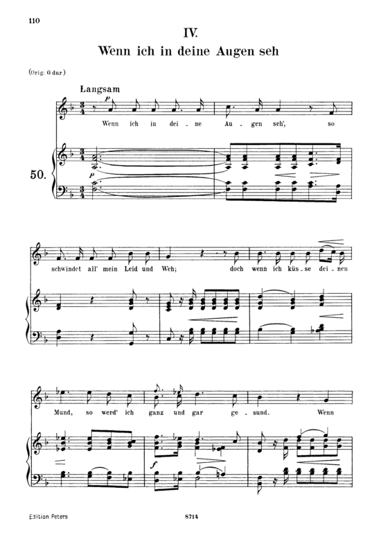 Wenn ich in deine Augen seh Op.48 No.4 (Gesang mittel + Klavier) (Klavier  Gesang mittel) von Robert Schumann