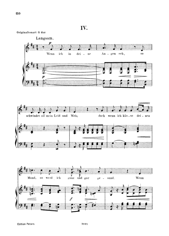 Wenn ich in deine Augen seh Op.48 No.4 (Gesang tief + Klavier) (Klavier  Gesang tief) von Robert Schumann