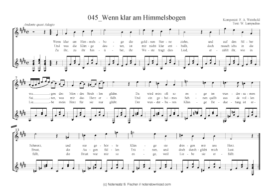 Wenn klar am Himmelsbogen (Gitarre + Gesang) (Gitarre  Gesang) von F. A. Weinhold  W. Lampadius