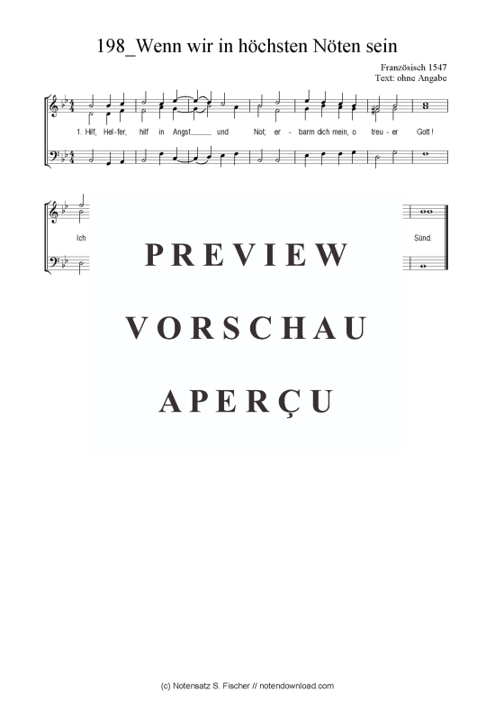 Wenn wir in h chsten N ten sein (Gemischter Chor SAB) (Gemischter Chor (SAB)) von Franz sisch 1547
