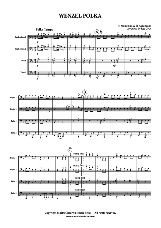 Wenzel Polka (Tuba Quartett 2x Bariton 2xTuba) (Quartett (Tuba)) von H. Munsonins
