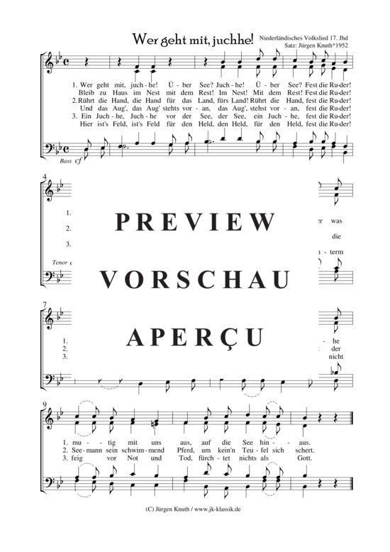 Wer geht mit juchhe (Gemischter Chor) (Gemischter Chor) von unbekannt Satz J rgen Knuth 