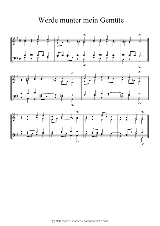 Werde munter mein Gem te (Klavier Solo) (Klavier Solo) von Johann Ch. G. Stade (Hrsgb.) 1830