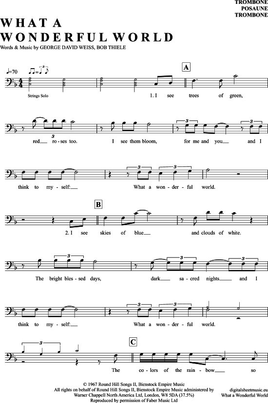 What A Wonderful World (Posaune  Bariton) (Posaune) von Louis Armstrong