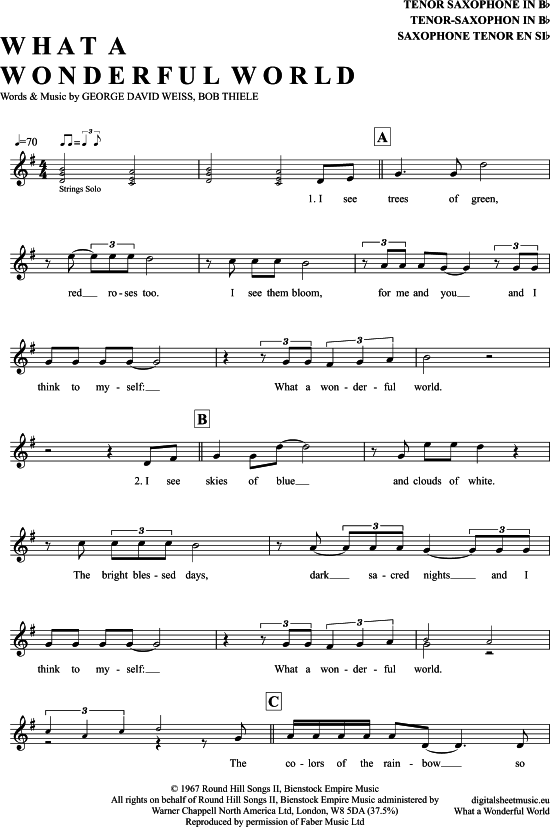 What A Wonderful World (Tenor-Sax) (Tenor Saxophon) von Louis Armstrong