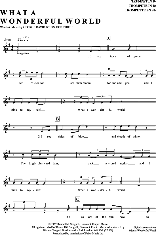 What A Wonderful World (Trompete in B) (Trompete) von Louis Armstrong