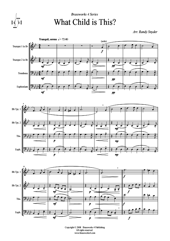 What Child is This (2xTromp in B Horn in F (Pos) Pos) (Quartett (Blech Brass)) von Weihnachten