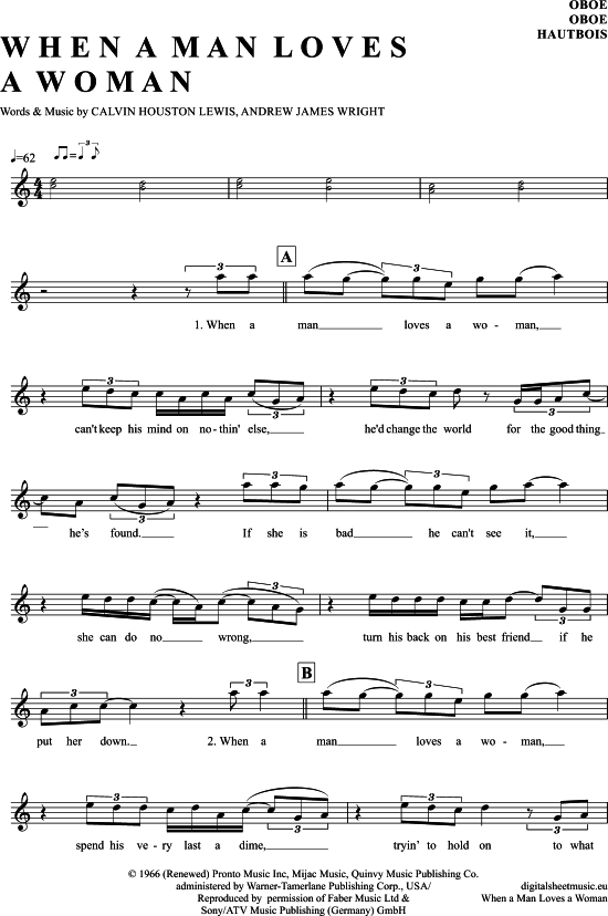 When a man loves a woman (Oboe) (Oboe Fagott) von Percy Sledge