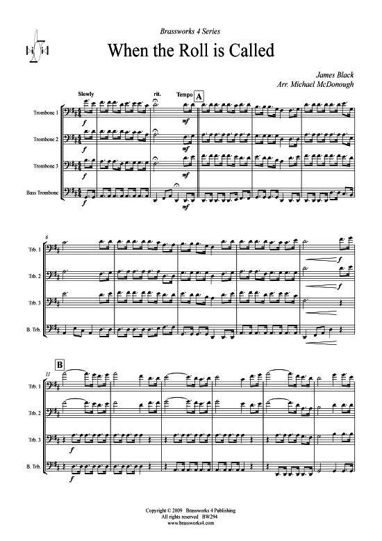 When the Roll is Called (Posaunen-Quartett) (Quartett (Posaune)) von James Black