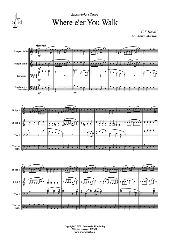 Where you walk (2xTromp in B Horn in F (Pos) Pos) (Quartett (Blech Brass)) von G. F. H ndel