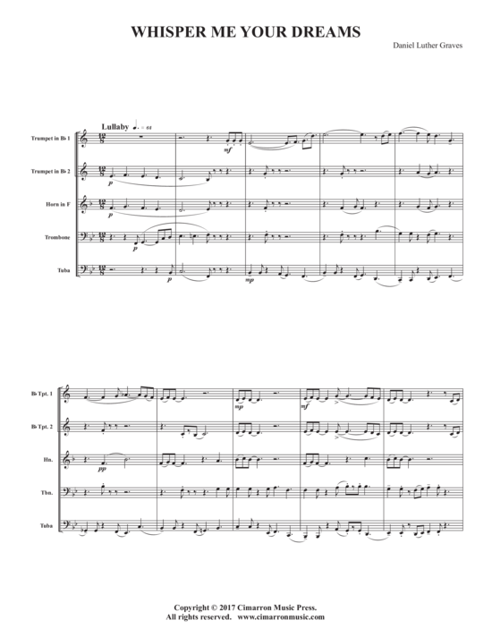 Whisper Me Your Dreams (Blechbl auml serquintett) (Quintett (Blech Brass)) von Daniel Luther Graves