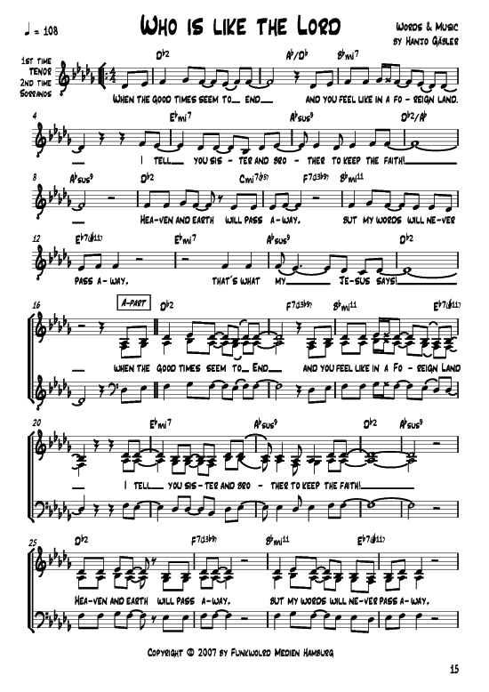 Who is like the Lord (Gemischter Chor) (Gemischter Chor) von Hanjo G auml bler (aus Songs for Gospel Vol. 2)