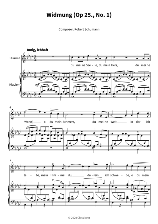 Widmung (Op 25. No. 1) (Klavier Solo) (Klavier Solo) von Robert Schumann